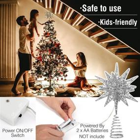 img 1 attached to 🌟 Luxspire Lighted Up Tree Topper: 3D Geometric Star Glitter, Battery Powered Brilliant Christmas Tree Decorations - Silver