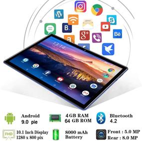 img 2 attached to Google Certified 10 Inch Android Tablet with 4GB RAM, 64GB Storage (Expandable to 128GB), Quad-Core Processor, Full HD 1080p Display, Dual Camera (8MP+5MP), Dual Sim 4G/Wi-Fi, Bluetooth GPS, 8000mAh Battery