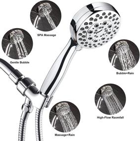 img 1 attached to Accenter High Pressure Shower Head: Powerful 5-Setting Handheld Shower with Stainless Steel Brass Core Hose & Bracket - Air-Boosted Chrome Shower Head (OMD)