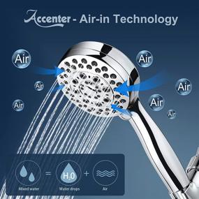 img 3 attached to Accenter High Pressure Shower Head: Powerful 5-Setting Handheld Shower with Stainless Steel Brass Core Hose & Bracket - Air-Boosted Chrome Shower Head (OMD)