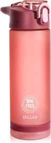 img 4 attached to 🥤 Tritan BPA Free Sport Water Bottle with Straw - Diller 25 Oz Flip-Flop Lid