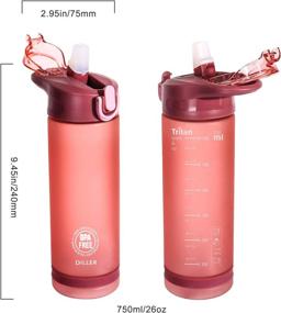 img 2 attached to 🥤 Tritan BPA Free Sport Water Bottle with Straw - Diller 25 Oz Flip-Flop Lid