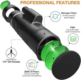 img 2 attached to 🔭 High Power Monocular Telescope - 12X42 for Bird Watching, Waterproof HD Monocular with Tripod by Hyper FMC BAK4 Prism & Eco-Friendly Materials