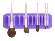 💜 waterproof silicone makeup brush holder organizer: nail free sticky cosmetics brushes storage & bathroom toothbrush holder - purple logo