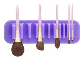 img 4 attached to 💜 Waterproof Silicone Makeup Brush Holder Organizer: Nail Free Sticky Cosmetics Brushes Storage & Bathroom Toothbrush Holder - Purple