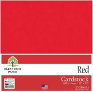 📦 12x12 red cardstock - 65 lb cover - pack of 25 sheets - clear path paper logo