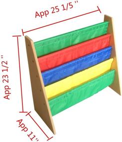 img 1 attached to 📚 EWEI'S HomeWares 23x25x11-Inch Large Kids Toy Sling Book Rack - Organize Children's Bookshelf in Vibrant Primary Colors