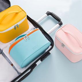 img 1 attached to 💙 Cyan Blue Makeup Bag Travel Cosmetic Bags for Women Girls, Waterproof and Cute - Zipper Pouch Organizer