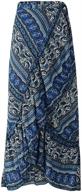 🌸 boho print high waist side wrap maxi long skirt - foremode women's bohemian asymmetric hem, one size logo