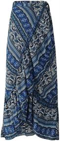 img 4 attached to 🌸 Boho Print High Waist Side Wrap Maxi Long Skirt - ForeMode Women's Bohemian Asymmetric Hem, One Size