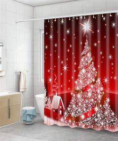 img 3 attached to 🎅 Christmas Shower Curtain Santa Christmas Trees Ornaments Christmas Bathroom Decorations - MAKLYER