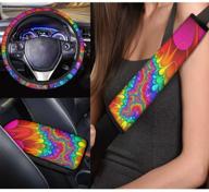 deeprinter tie dye print car center cover steering wheel cover car seat belt covers durable car protector interior for dog pets logo