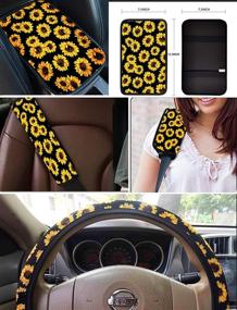 img 1 attached to Deeprinter Tie Dye Print Car Center Cover Steering Wheel Cover Car Seat Belt Covers Durable Car Protector Interior For Dog Pets