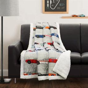 img 4 attached to 🏎️ Lush Decor Lush Décor Race Cars Sherpa Throw Blanket - Blue & Orange, 60" x 50
