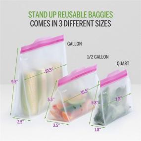 img 2 attached to 👜 Atalpha Premium Reusable Food Storage Bags with Easy Open Tabs - 10 Pack (2 Gallon, 2-1/2 Gallon, 2 Quart - Stand Up Bags & 2 Sandwich, 2 Snack Bags - Flat) + Bonus: Bamboo Drying Rack - Eco-friendly Storage Baggies