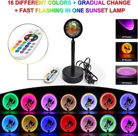 img 4 attached to 🌅 RGB Sunset Lamp Projection with 16 Color Changing & 180° Rotation - Red Sun Lamp Light Projector for Home Party Decor, Living Room, Bedroom - Floor Lamp 120V