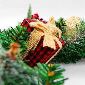 img 1 attached to 🎄 22 Inch Outdoor Christmas Wreath with 30 Lights, Pinecone Berries, Buffalo Plaid Gift Box, and Metal Truck – Original Design for Festive Outdoor Christmas Decoration