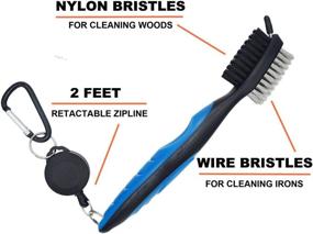 img 2 attached to 🏌️ 2-Pack Golf Club Brush and Groove Cleaner Brushes for Golf Shoes, Club, and Groove, with Zip-line Retractable Aluminum Carabiner (Black & Blue)