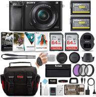 📷 sony alpha a6000 24.3mp mirrorless digital camera bundle - black with 16-50mm lens, two 64gb sd cards, and 8 additional items for enhanced photography experience logo