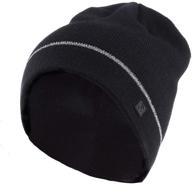 🧢 c9 champion kids' black beanie hat: machine washable with reflective stripe and cozy fleece lining logo