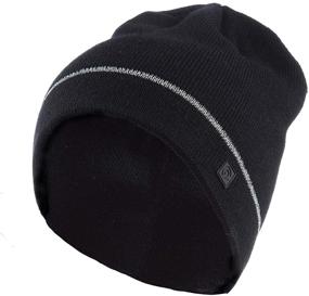 img 4 attached to 🧢 C9 Champion Kids' Black Beanie Hat: Machine Washable with Reflective Stripe and Cozy Fleece Lining