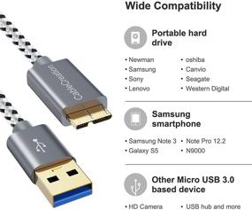 img 1 attached to 🔌 1ft Short USB 3.0 CableCreation Micro USB 3.0 Cable - Compatible with Samsung Galaxy S5, Note 3/N9000, Camera, External Hard Drive, and More