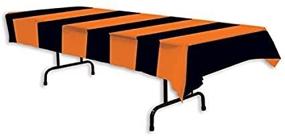 img 4 attached to 🎃 Enhance your Halloween Decor with Beistle 54 x 108 inch Orange and Black Stripes Tablecover - 3-Pack