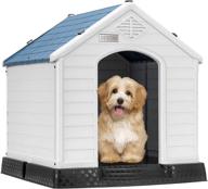 🏠 destar durable waterproof plastic pet dog house: indoor outdoor puppy shelter kennel with air vents and elevated floor логотип