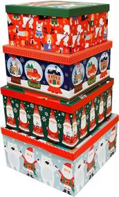 img 2 attached to Набор новогодних коробок: 16 штук с различными размерами и принтами, удобно помещается в одну коробку (Санта и друзья)