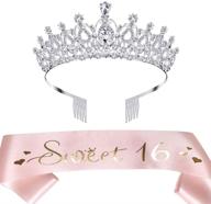 🎉 sweet sixteen party supplies kit: pink 16th birthday sash and tiara set - ideal gift for girls, decorations, favors, and accessories logo