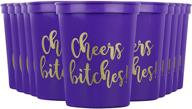 🥳 cheers bitches! party cups, 16oz - set of 12 | ideal for birthdays, bachelorette parties or any occasion (purple) logo