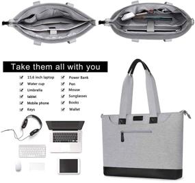 img 2 attached to 👜 MOSISO USB Port Laptop Tote Bag - 17-17.3 inch, Large Organizer for Work, Business, Travel & Shopping - Gray