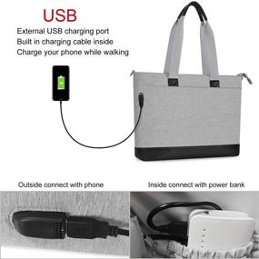 img 3 attached to 👜 MOSISO USB Port Laptop Tote Bag - 17-17.3 inch, Large Organizer for Work, Business, Travel & Shopping - Gray