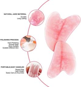 img 3 attached to Rosenice Rose Quartz Gua Sha Facial Tools - Natural Gua Sha Scraping Massage Tool with Pink Crystal Stone for Face and Body Skin - Ideal for SPA, Acupuncture Therapy, and Trigger Point Treatment (Pink)