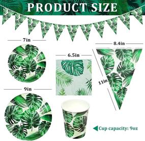 img 2 attached to 🌺 Whaline 73pcs Hawaiian Tropical Party Dinnerware Set: Palm Leaves Themed Paper Plates, Cups, Napkins, Banner – Perfect for Aloha Luau Party Supplies, Summer Beach Pool Party, and Birthday Celebration