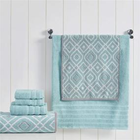 img 3 attached to 🛀 Luxurious Amrapur Overseas 6-Piece Yarn Dyed Oxford Stripe Jacquard/Solid Aqua Towel Set - Soft 100% Combed Cotton, 500GSM