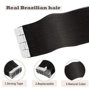 img 1 attached to 💇 Tape-in Hair Extensions - 50g, 20pcs 22" Off Black Natural Human Hair Extensions, Soft Silky Straight, Fashion Women's Thick Hair - Natural Black