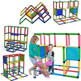 img 4 attached to 🔧 316 Piece Funphix Classic Construction Toy Set - Build Play-Structures Indoors & Outdoors - Fun & Educational Learning Toys for Ages 2-12