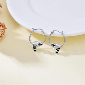 img 3 attached to 🦝 Sleek and Stylish Raccoon Hoop Earrings: 925 Sterling Silver Raccoon Jewelry for Women and Girls