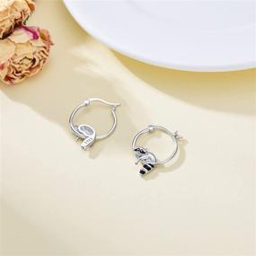 img 2 attached to 🦝 Sleek and Stylish Raccoon Hoop Earrings: 925 Sterling Silver Raccoon Jewelry for Women and Girls