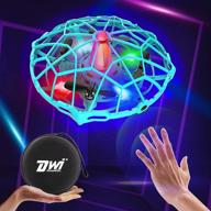 ✈️ dwi dowellin 4.5 inch hand operated drones - 10 mins long flight time mini self flying ufo toys for kids & adults - hands-free throw and go - led lights - great gift for boys and girls (blue) logo