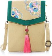 👛 chic embroidered tassels crossbody shoulder cellphone women's handbags & wallets: stay fashionably organized! logo