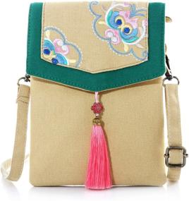 img 4 attached to 👛 Chic Embroidered Tassels Crossbody Shoulder Cellphone Women's Handbags & Wallets: Stay Fashionably Organized!