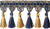 🧵 fenghuangwu 6.5 yard handmade tassel fringe trim, 10cm/3.94inch diameter tassel fringing trimmings hand knitting for diy, home decor, curtains, tablecloths - mix navy logo