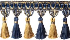 img 1 attached to 🧵 Fenghuangwu 6.5 Yard Handmade Tassel Fringe Trim, 10Cm/3.94Inch Diameter Tassel Fringing Trimmings Hand Knitting for DIY, Home Decor, Curtains, Tablecloths - Mix Navy