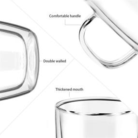 img 1 attached to ☕️ Premium Set of 2 Double Wall Glass Coffee Mugs – Clear 12 Ounce Insulated Cups with Handle for Coffee, Tea, Cappuccinos, Lattes, and More!