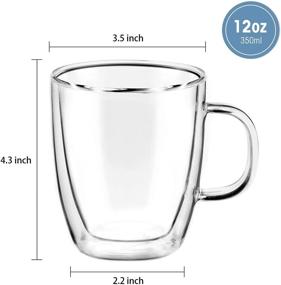 img 3 attached to ☕️ Premium Set of 2 Double Wall Glass Coffee Mugs – Clear 12 Ounce Insulated Cups with Handle for Coffee, Tea, Cappuccinos, Lattes, and More!