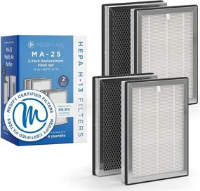 img 4 attached to 🌬️ Medify MA-25 Genuine Replacement Filter: Smoke, Smokers, Dust, Odors, Pet Dander. 3-in-1 Pre-filter, H13 HEPA, Activated Carbon for 99.9% Removal. 2-Pack.