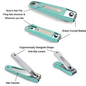 img 2 attached to 💅 Pafason Nail Clipper Set with Nail Catcher & Nail File - Super Sharp Fingernail & Toenail Clippers for Men & Women: A Perfect Grooming Tool