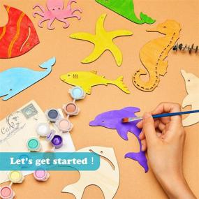 img 1 attached to 🦈 Exploring Creativity with Unfinished Wooden Ocean Animal Cutouts: Ideal for Kids' DIY Crafts, Home Decor, and Art Projects - Includes Octopus, Shark, Whale, Dolphin, Seahorse, Fish, Starfish - 28 Pieces